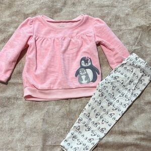 Carter's Pink and Gray Penguin Kids Matching Set